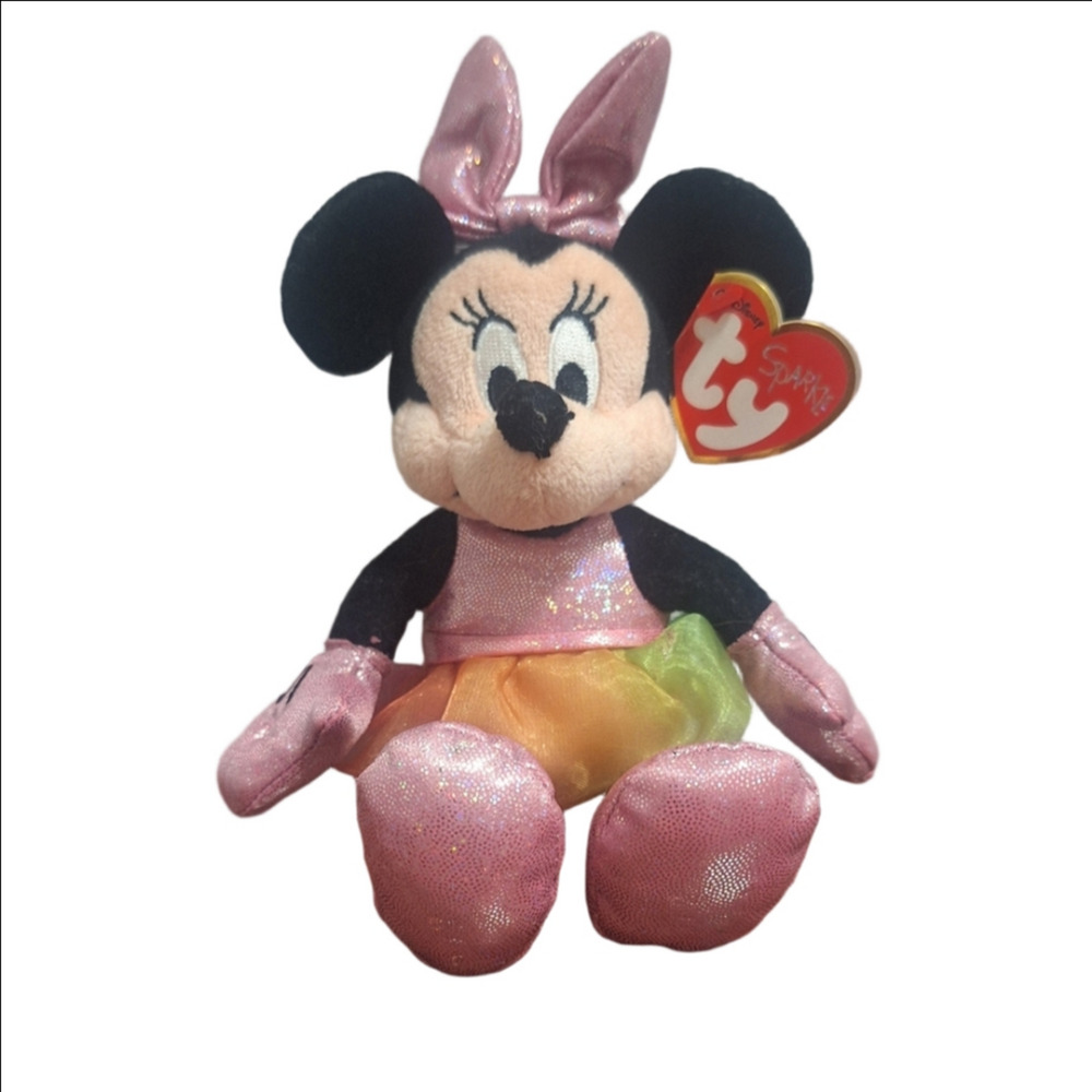 NWT Ty Beanie Baby Disney Sparkle Minnie Mouse (Ballerina) (8 Inch) Plush Toy
